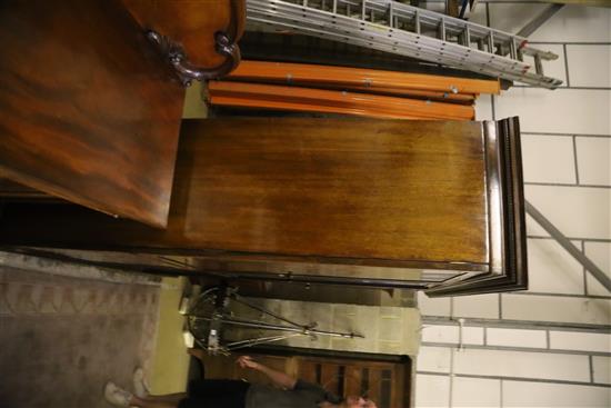 An Edwardian mahogany and boxwood line inlaid two door compactum wardrobe, W.194cm, D.61cm, H.215cm